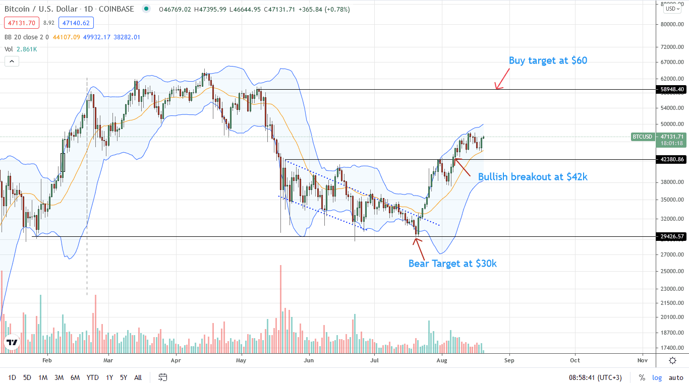 Bitcoin Price Daily Chart for Aug 20